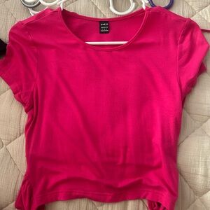 SHEIN Pink Crop Fitted T-Shirt